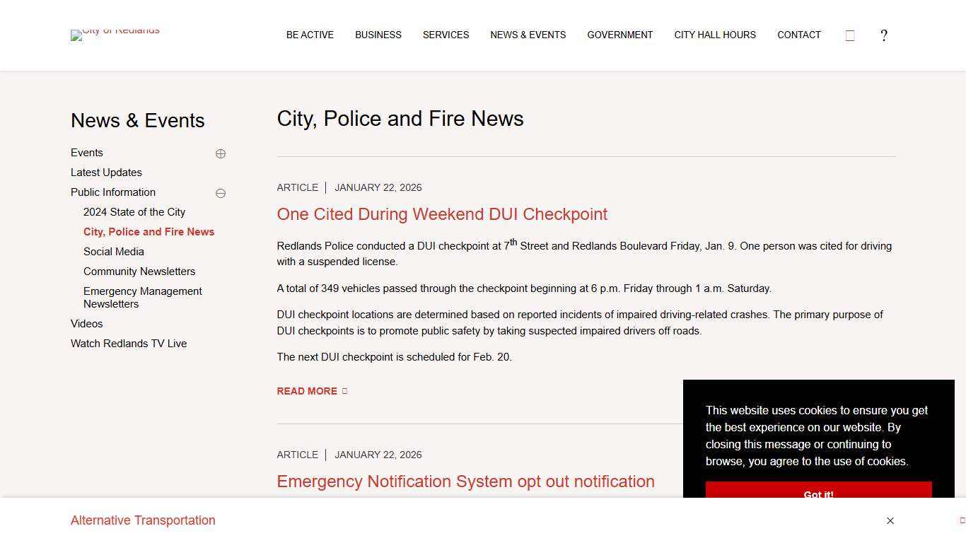City, Police and Fire News - City of Redlands